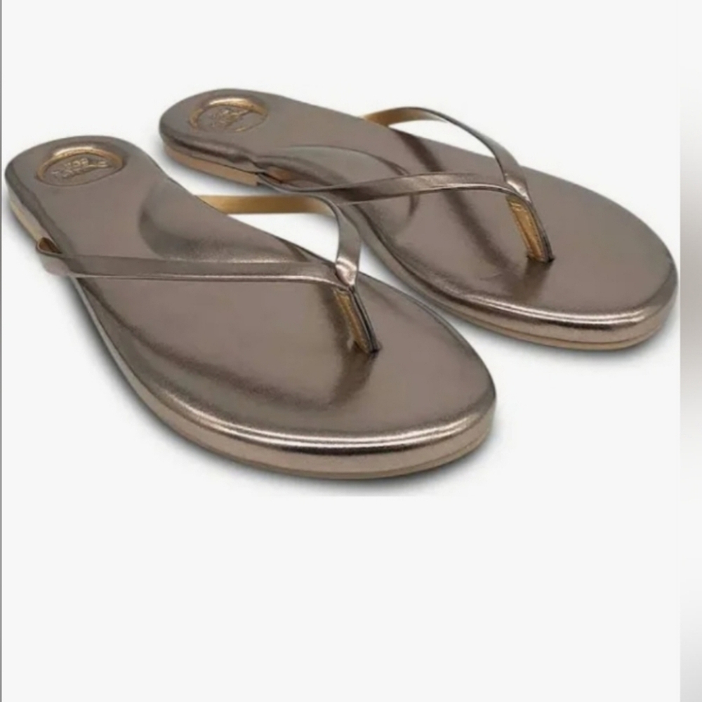 Metallic Bronze Thong Sandals - Women